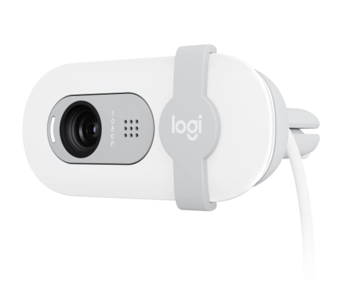Logitech Brio 100 Full HD Webcam , Auto-Licht, integriertes Mikrofon, Abdeckblende, weiß