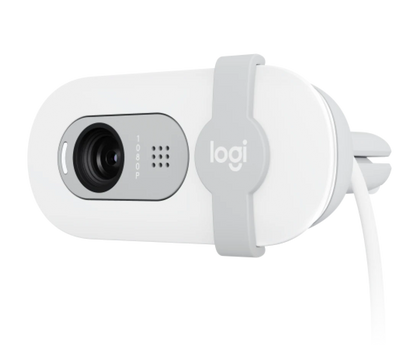 Logitech Brio 100 Full HD Webcam , Auto-Licht, integriertes Mikrofon, Abdeckblende, weiß