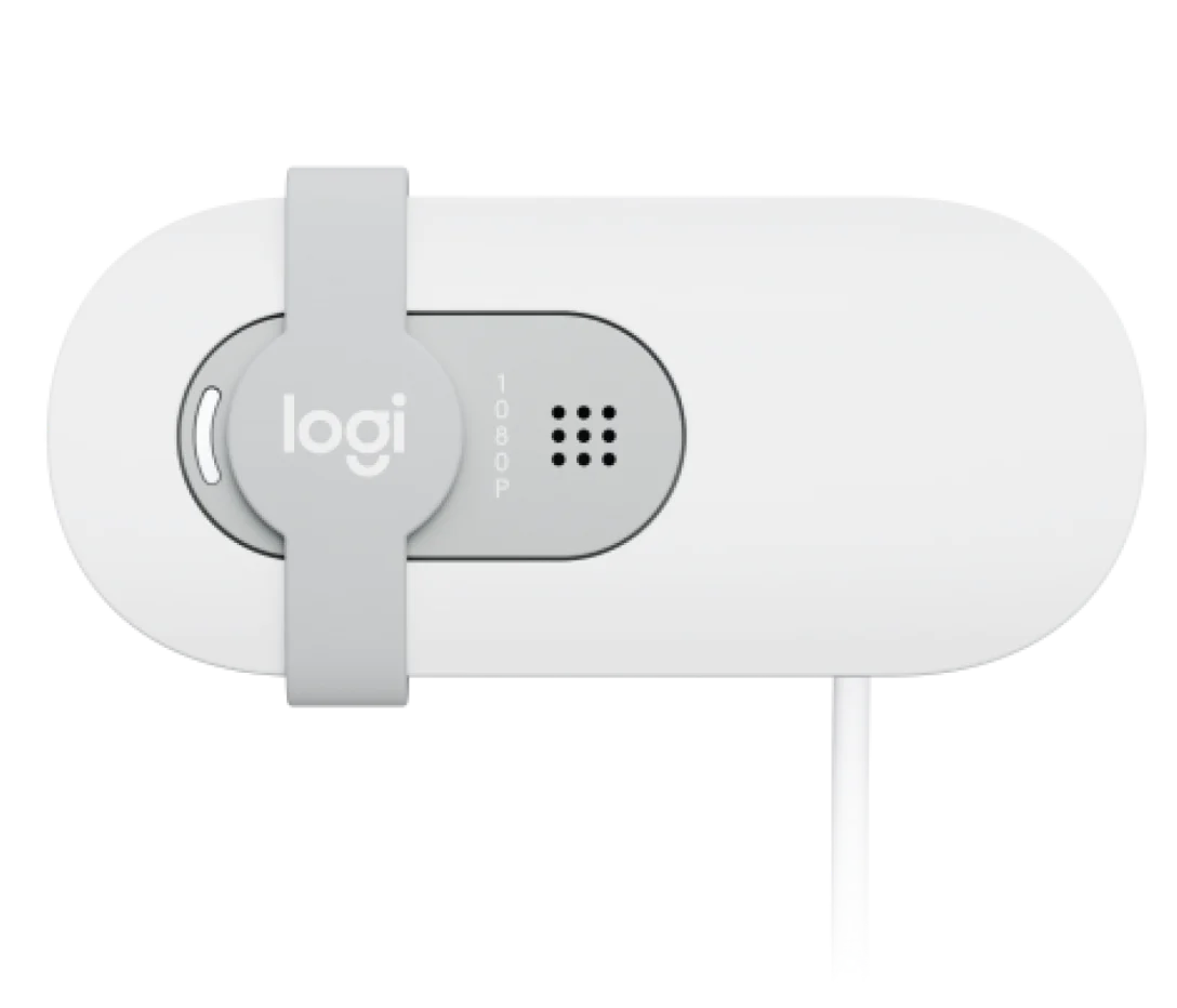 Logitech Brio 100 Full HD Webcam , Auto-Licht, integriertes Mikrofon, Abdeckblende, weiß