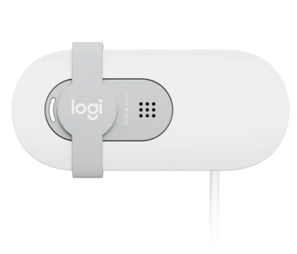 Logitech Brio 100 Full HD Webcam , Auto-Licht, integriertes Mikrofon, Abdeckblende, weiß