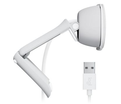 Logitech Brio 100 Full HD Webcam , Auto-Licht, integriertes Mikrofon, Abdeckblende, weiß