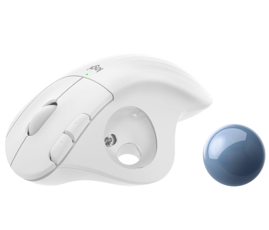 Logitech ERGO M575 Wireless Trackball Maus - Einfache Steuerung mit dem Daumen, flüssige Bewegungen, ergonomisches Design, für Windows, PC & Mac mit Bluetooth- & USB-Funktion - Weiß