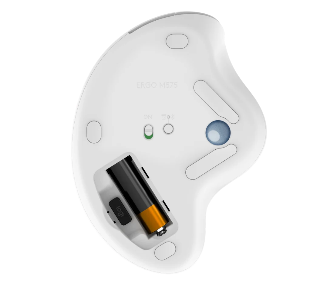 Logitech ERGO M575 Wireless Trackball Maus - Einfache Steuerung mit dem Daumen, flüssige Bewegungen, ergonomisches Design, für Windows, PC & Mac mit Bluetooth- & USB-Funktion - Weiß
