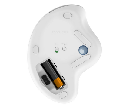 Logitech ERGO M575 Wireless Trackball Maus - Einfache Steuerung mit dem Daumen, flüssige Bewegungen, ergonomisches Design, für Windows, PC & Mac mit Bluetooth- & USB-Funktion - Weiß