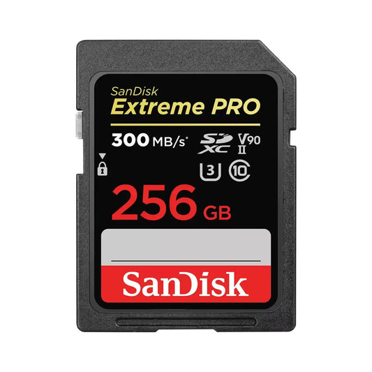 SanDisk Extreme PRO SDXC UHS-II Speicherkarte V90 256 GB (300 MB/s, 8K-, 4K- und Full-HD-Videoaufnahmen, RescuePRO Deluxe, stoßsicher, temperaturbeständig, wasserdicht und röntgensicher)