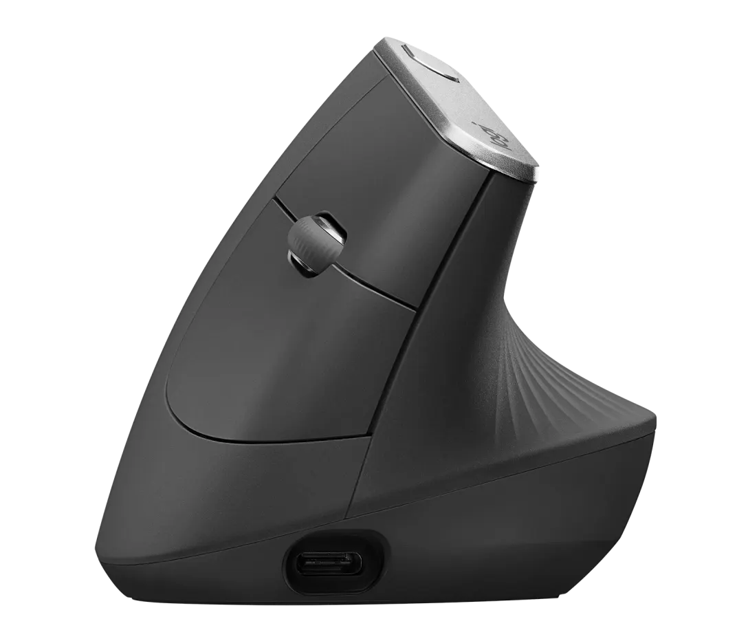 Logitech MX Vertical – Ergonomische Wireless-Maus, Multi-Device, Bluetooth & USB, 4000 DPI, Wiederaufladbar – Graphit