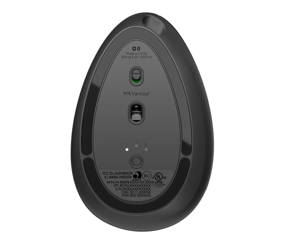 Logitech MX Vertical – Ergonomische Wireless-Maus, Multi-Device, Bluetooth & USB, 4000 DPI, Wiederaufladbar – Graphit