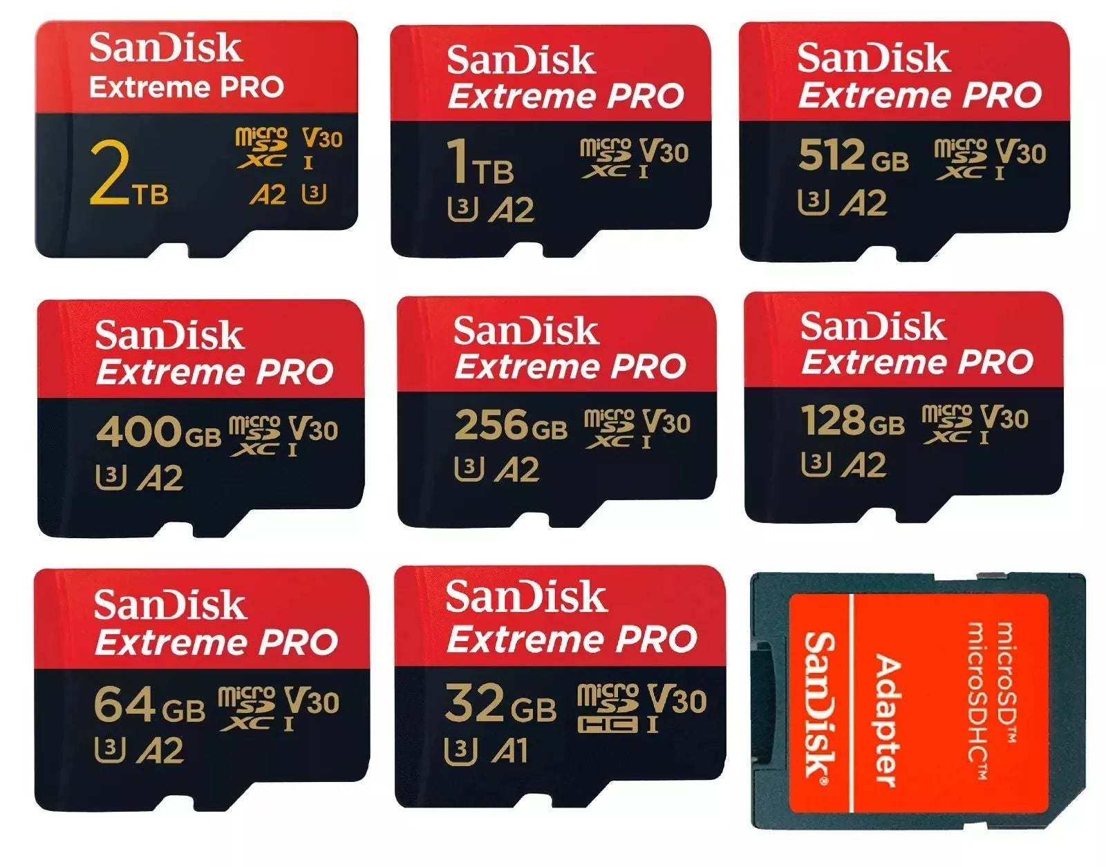 SanDisk Extreme Pro microSD microSDXC UHS-I +SD Adapter 128GB,256GB,400GB,512GB