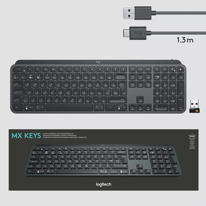 Logitech MX Keys Wireless Tastatur USB/Bluetooth –Schweizer QWERTZ (920-009407)