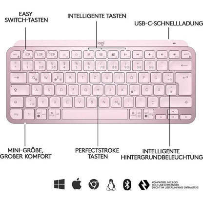 Logitech MX Keys Mini Kabellose Tastatur Bluetooth, Schweizer QWERTZ 920-010487
